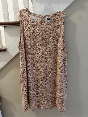 Old Navy Brown and White Sleeveless Mini Shift Dress